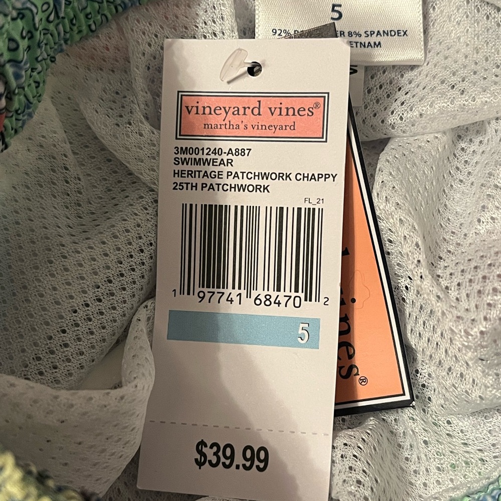 NEW Vineyard Vines Swimwear Patchwork Chappy Swim Trunks Size 5 New With Tags - Picture 4 of 4